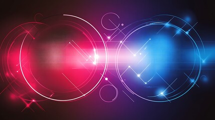 Abstract Technology Background with Glowing Circles and Lines