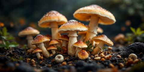 Fototapeta premium Concept photo of mushrooms, mushroom photography