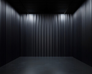 Interior: Dark Room with Corrugated Metal Walls and Floor