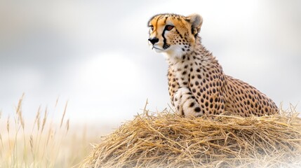 Obraz premium A stunningly detailed cheetah clipart, showcasing the sleek and graceful features of the fastest land animal, set against a clean white background.