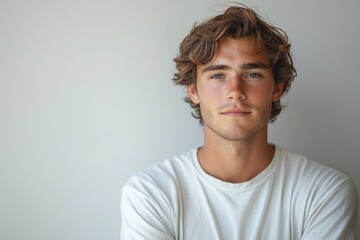 Fototapeta premium Young Man Portrait Indoor Skincare Modern Photography Casual Beauty Minimalist Photography