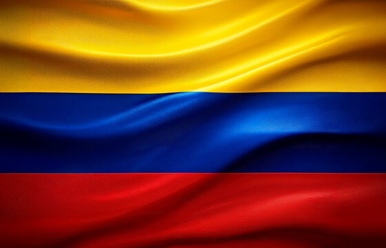 Bandera de Colombia con pliegues.