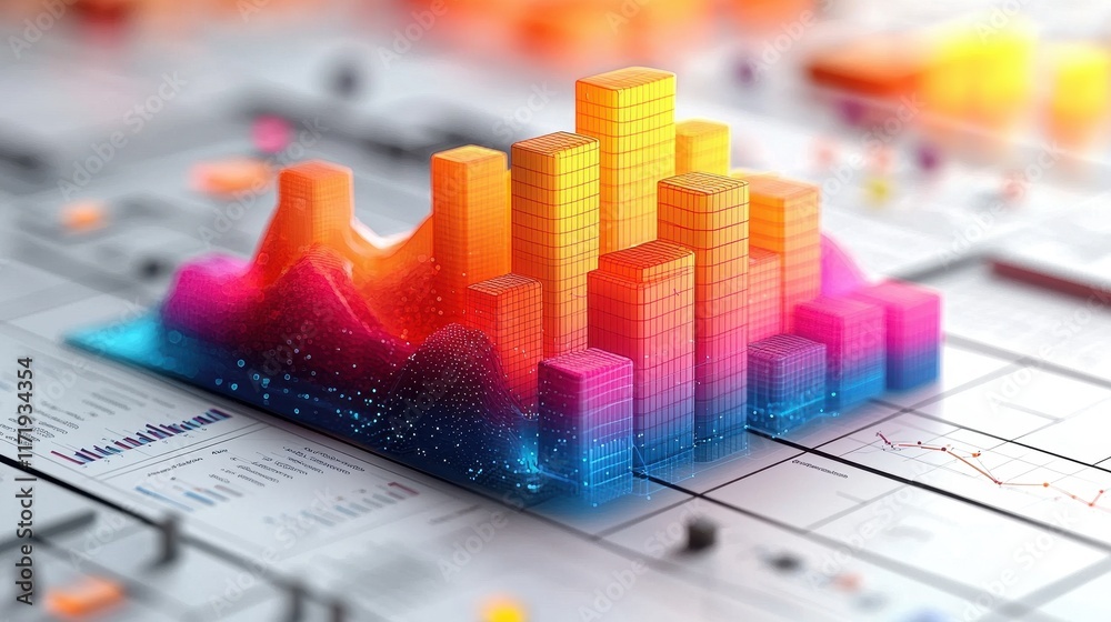Poster dynamic data visualization in urban development digital art 3d graphics virtual environment abstract
