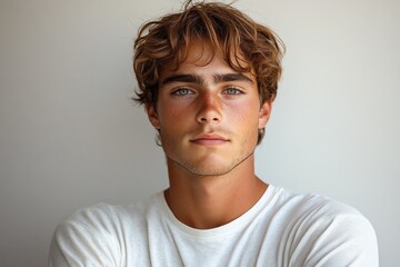 Fototapeta premium Portrait of a Young Man in Casual Elegance