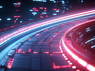 Fototapeta premium Futuristic Neon Lights Illuminate Abstract Technological Pathway