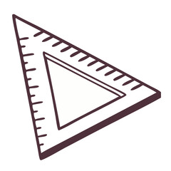 Yellow Outline Triangular Ruler for Education Vector Illustration