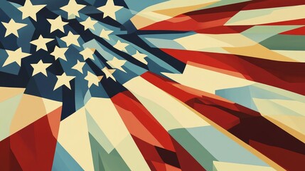 Naklejka premium Abstract Geometric American Flag Design