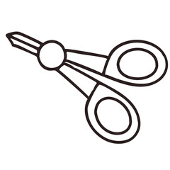Red Outline Scissors Vector Illustration