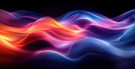 Fototapeta premium Colorful Abstract Curves with High-Gloss Finish on Black Background