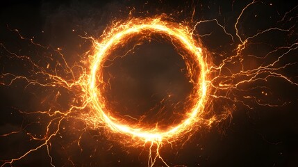 Fiery Ring of Energy Exploding with Sparks