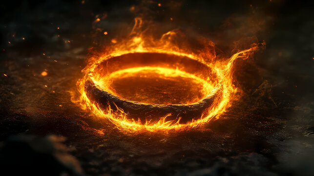 The burning oblivion ring - a dark, ominous symbol of destruction and power. Oblivian. Illustration