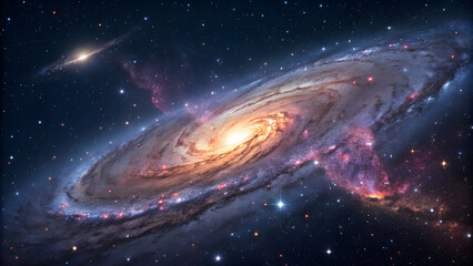 Stunning View of a Spiral Galaxy with Bright Stars and Nebulae