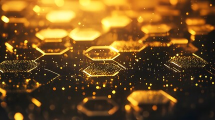 Golden Hexagonal Pattern with Sparkling Dust
