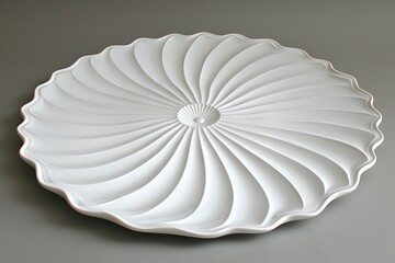 Elegant white serving plate minimalist design home decor studio setting close-up view contemporary aesthetic