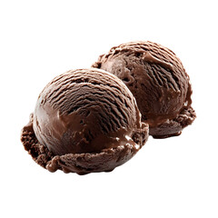 Fototapeta premium Two Scoops of Rich Chocolate Ice Cream Isolated on a Transparent Background