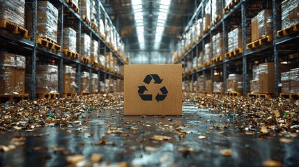 Recycling action in warehouse sustainable practices industrial environment urban setting green concept