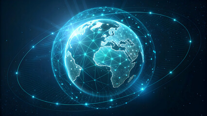 Obraz premium Futuristic Global Network Visualization with Bright Connection Lines