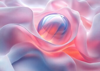 Obraz premium Surreal 3D Floating Orb Ethereal Ribbons Digital Abstract Art