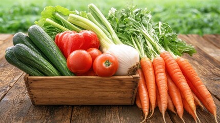 A vibrant mix of freshly picked fruits and vegetables bursting with natural flavors, creating a refreshing and invigorating sensation with every bite.