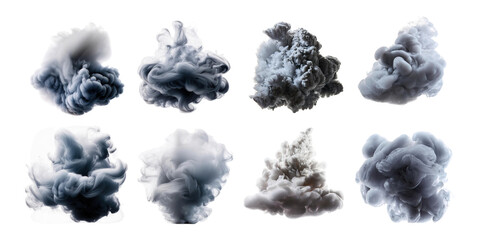 Collection of Smoke Clouds with Transparent Background