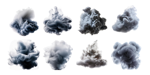 Collection of Smoke Clouds with Transparent Background