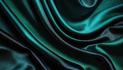 Obraz premium Teal silk fabric with elegant, flowing drapes and folds, creating a luxurious and smooth texture.