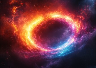 Obraz premium Iridescent Circular Abstract Design with Swirling Colors and Soft Light