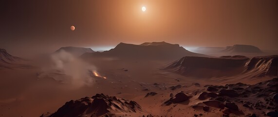 Adventures on Mars depicted through artistic landscapes enriched with detail and context