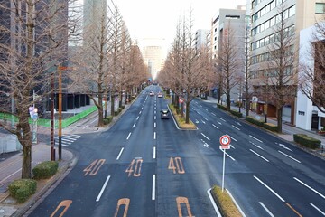 January 1, 2025. Sendai, Miyagi Prefecture, Japan.Sendai's downtown area at 7am on New Year's Day.
