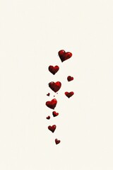 Hearts dance gracefully against a pure white canvas, symbolizing love and joy that fills the air on this enchanting Valentine's Day.