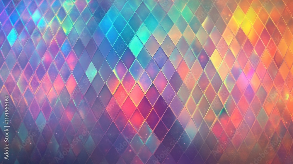 Aufkleber Holographic Texture Abstract Background with Iridescent Colors and Geometric Pattern
