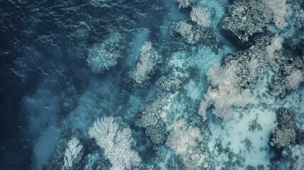 Devastated coral reef in Maldives, showcasing bleached corals and marine life