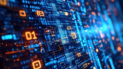 Fototapeta premium Futuristic Digital Data Stream, Abstract Technology Background
