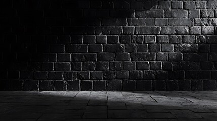 Dark Brick Wall With Stone Floor Background
