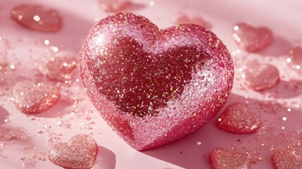 Obraz premium A sparkling heart-shaped box glistens with glitter, inviting love and surprises hidden within, perfect for sharing on Valentine's Day.