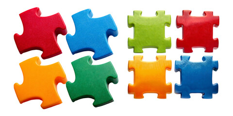 Colorful Puzzle Pieces on Transparent Background for Creative Projects