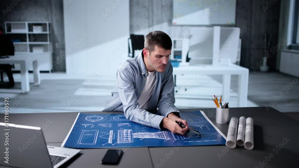 Aufkleber design industry and development. machine blueprint at factory