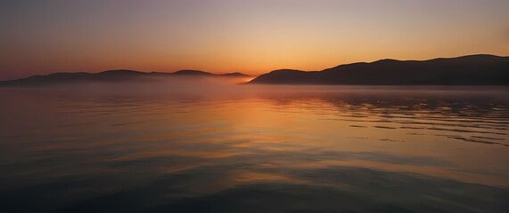 Obraz premium Captured colors of a sunset reflecting on a calm bay creating peace
