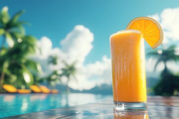 Tropical Orange Juice by Poolside