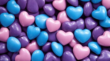 Fototapeta premium A vibrant collection of purple and blue hearts, symbolizing love and affection, inviting you to celebrate the beauty of connection this Valentine's Day.