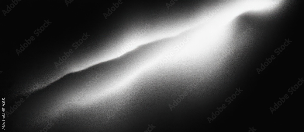 Poster Black and White Minimalistic Abstract Gradient Background with Soft Glowing Light Beams and High Contrast Texture