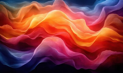 Obraz premium Colorful Abstract Waves Minimalist Design 3D Render