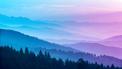 Fototapeta premium Ethereal Mountain Landscape with Soft Gradient Colors at Dusk