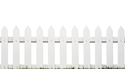 Fototapeta premium White Picket Fence Against A White Background