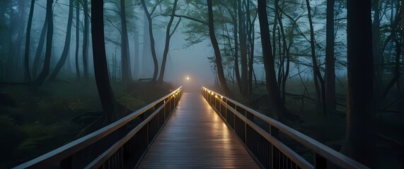 Fototapeta premium Charming sections of boardwalks leading to scenic escapes within nature