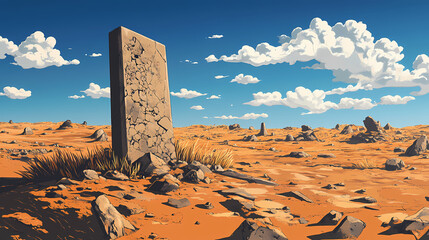 Amidst vanishing terrain, war memorials succumb to oblivion under the relentless grip of climate change. Oblivian. Illustration