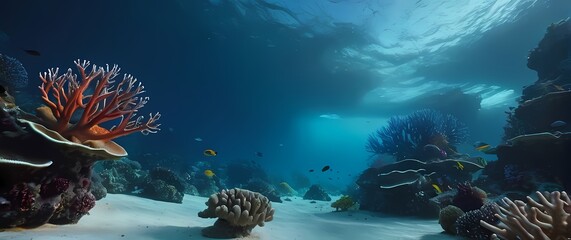 Obraz premium Coral reefs highlighted dancing along the rhythms of lively aquatic formations