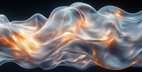 Obraz premium Surreal Transparent Ribbons Fluid Motion Abstract Design Background