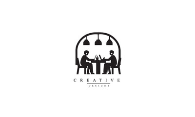 Coworking space vector icon. filled flat black logo white background