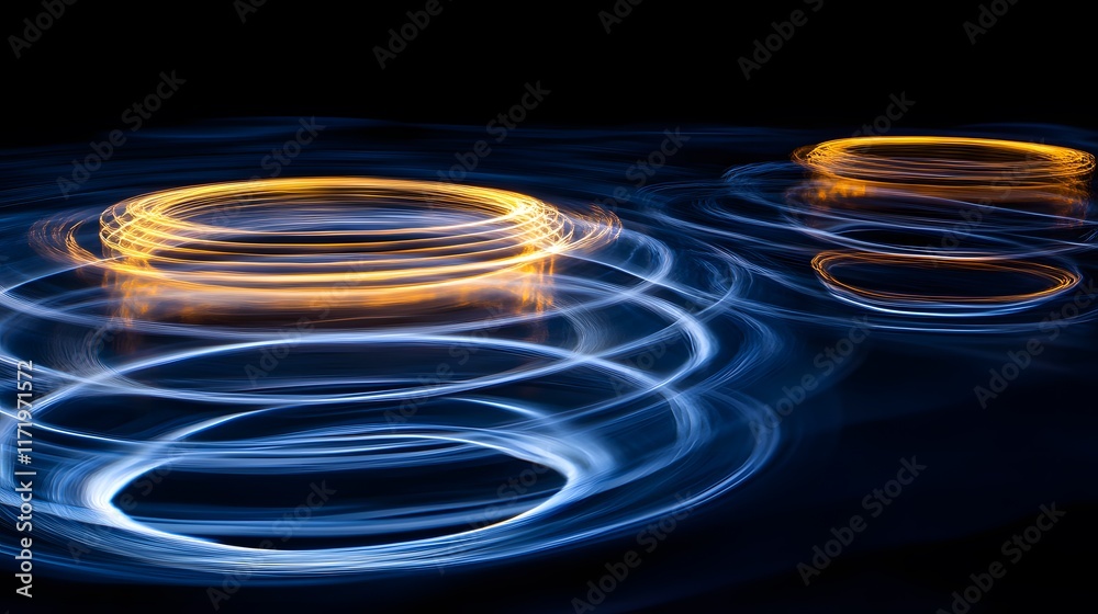 Poster abstract light trails create dynamic circular patterns